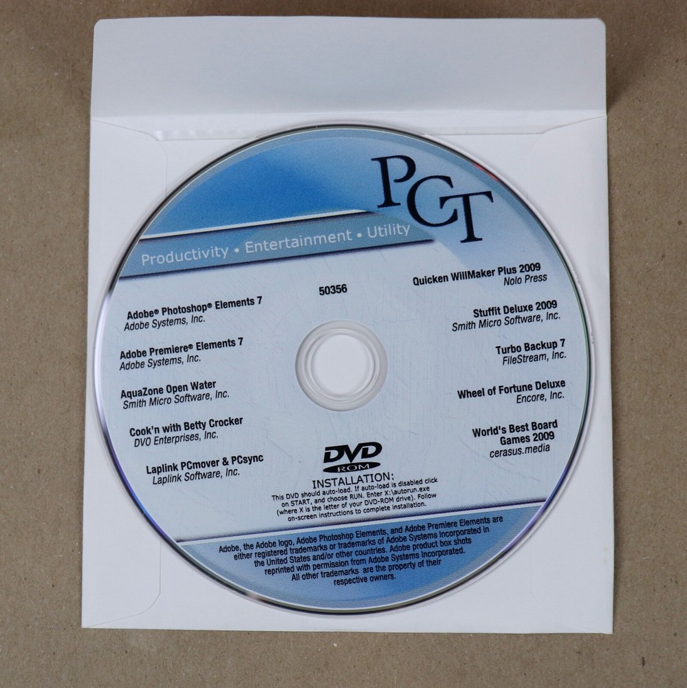 Adobe Photoshop Elements 7, Premiere 7, Laplink, WillMaker Plus + MORE MULTI CD