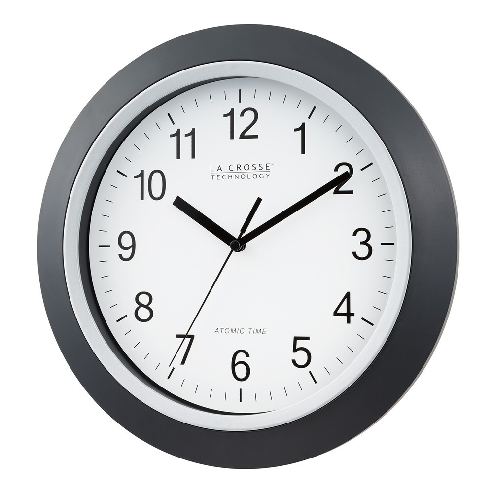WT-3129B La Crosse Technology 12" Atomic Analog Wall Clock - Black Open Box