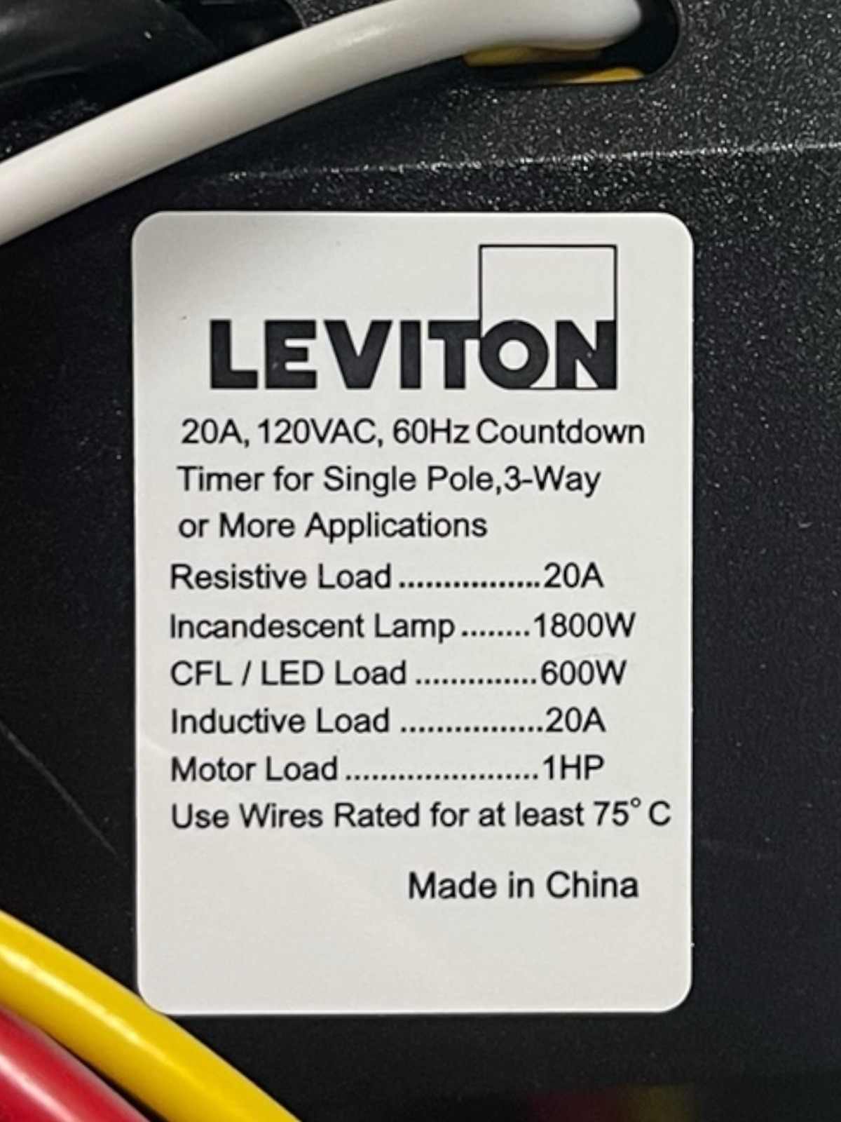 Leviton Decora LTB60-1LW Preset 60-Minute Countdown Timer Switch (BB)
