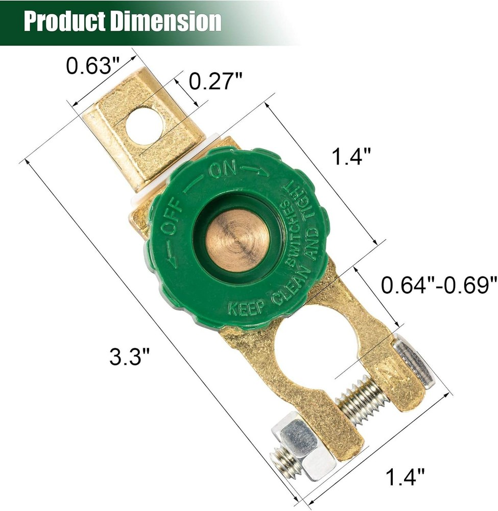 Battery Quick Disconnect Switch Top Post Cut/Shut Off Battery Master Isolator...