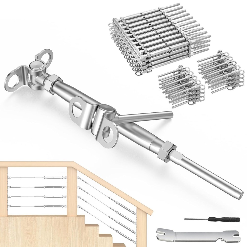 40 Pairs 1/8"Cable Railing Kit Swage Toggle Turnbuckle Hardware Adjustable Angle