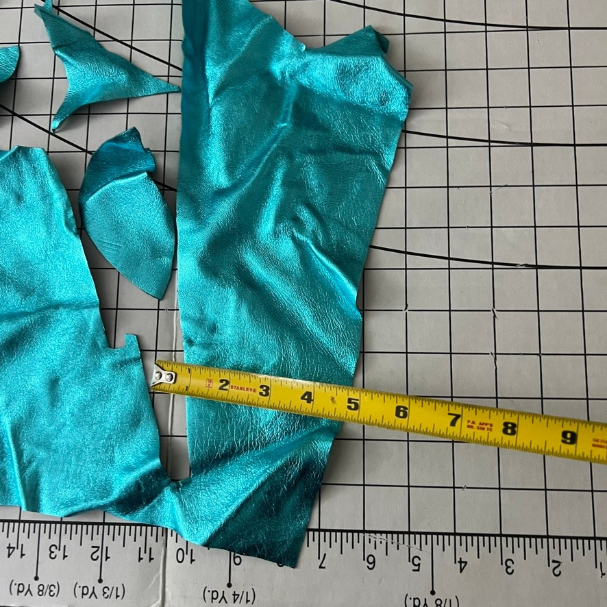 Turquoise Leather Scraps Fabrics