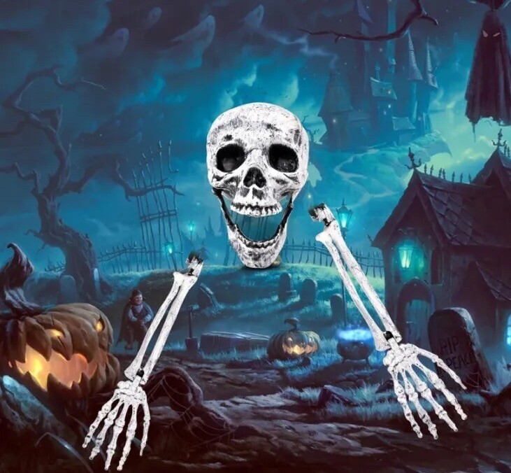 Halloween Skull Skeleton Arms With Spikes For Outdoor Display Decorating Spooky