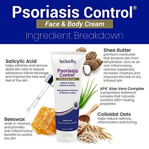 TriDerma Psoriasis Control Face and Body Cream, Cortisone-Free 4.2 Ounces