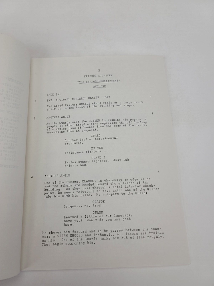 V / David Braff 1984 TV Script, Frank Ashmore "The Secret Underground"