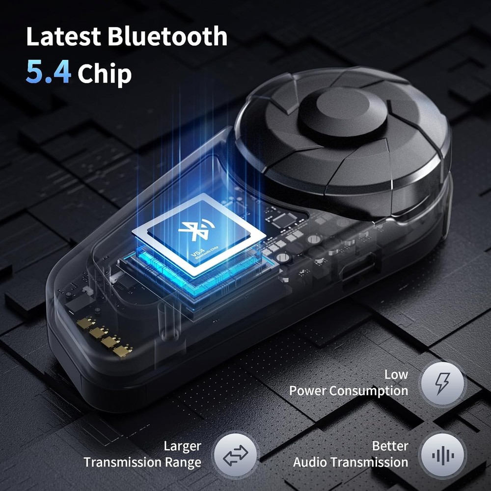 FX-S Motorcycle Bluetooth Headset V5.4, 2-Way Helmet Intercom Communication S...