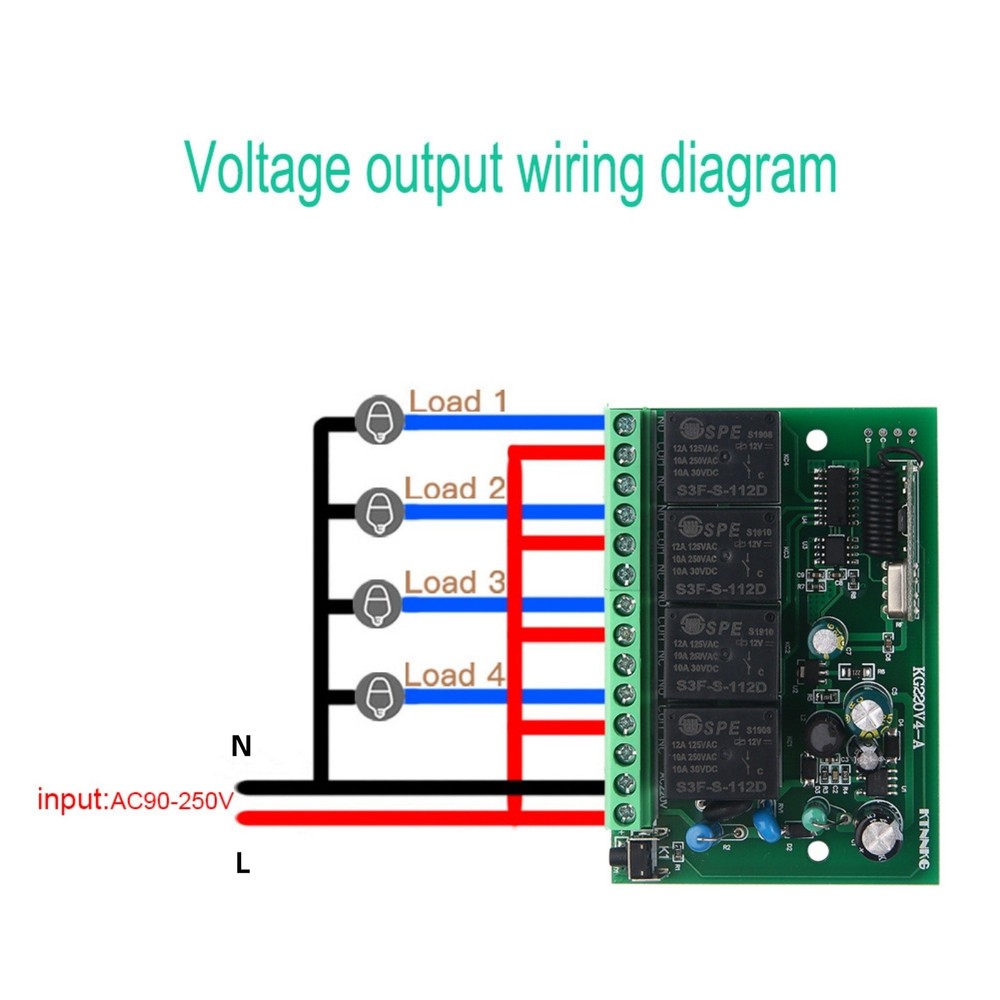Light Controller Transmitter+Receiver 4 Channel Relay Switch Remote Control