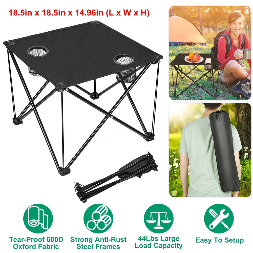 Foldable Compact Outdoor Side Table – No-Tool Setup, 600D Waterproof, 44 lbs