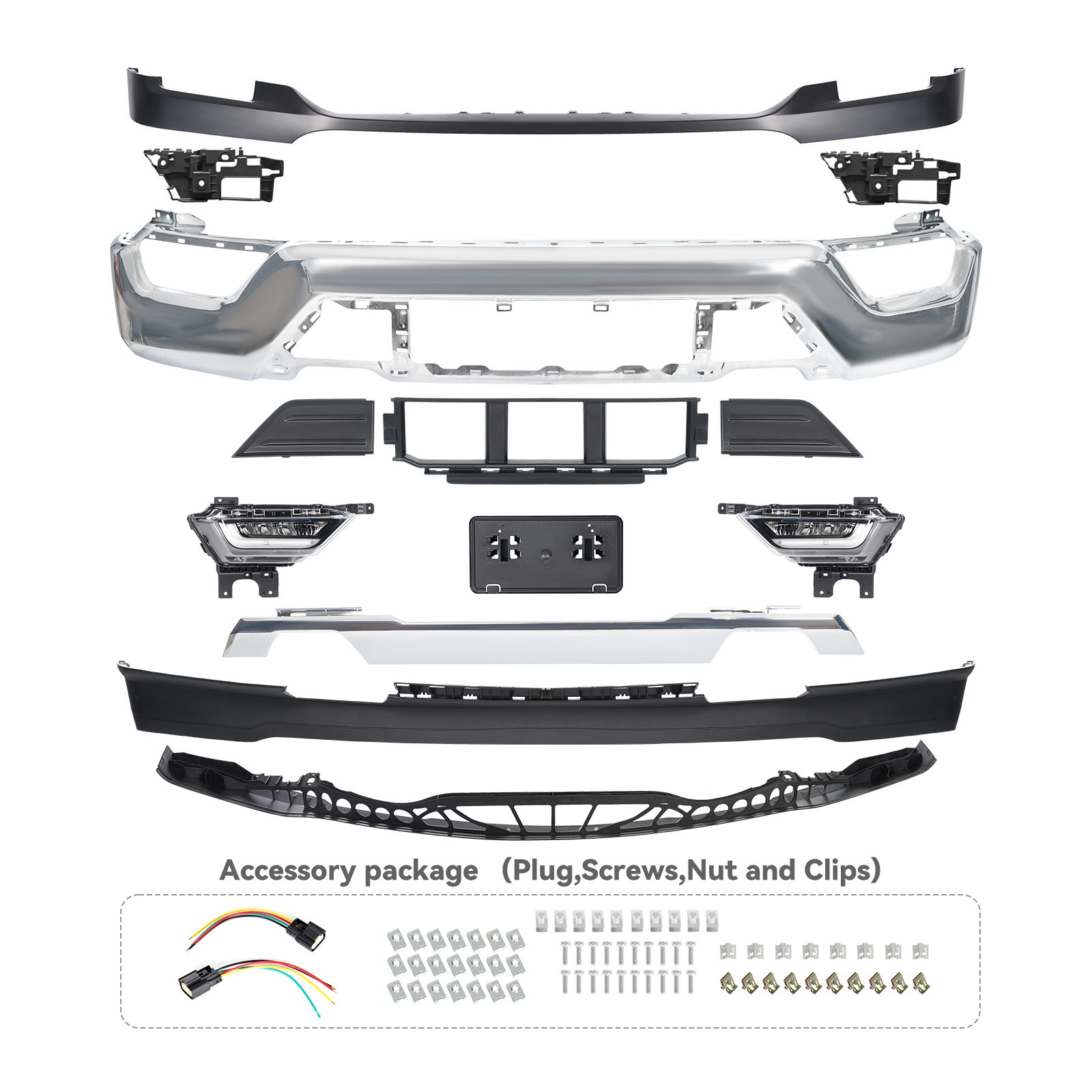 Front Bumper Assembly Kit w/Fog Light For 2021-2023 Ford F-150 w/Bracket 13pcs