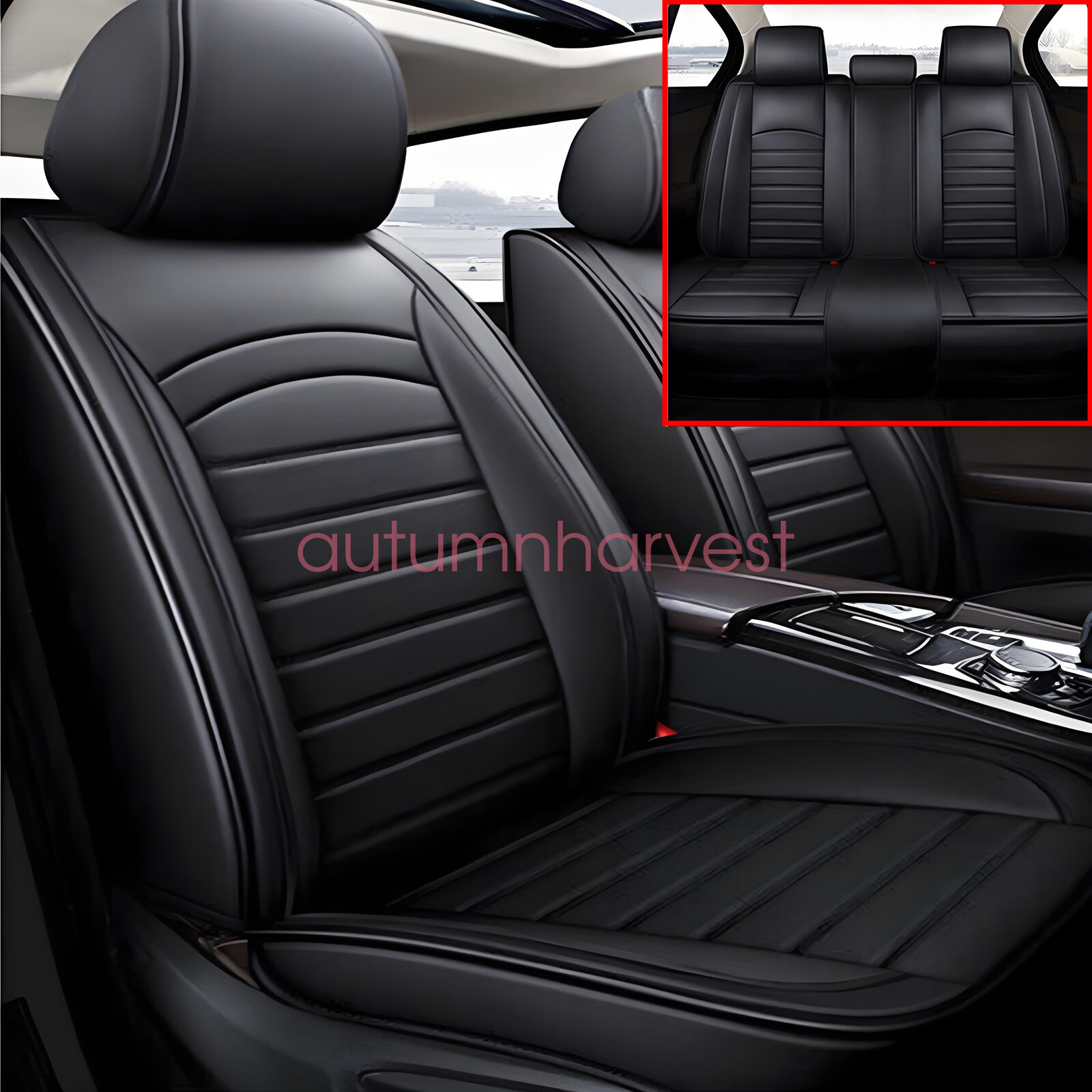 For Toyota Car Seat Cover Full Set Leather 5-Seats Front Rear Protector Cushion