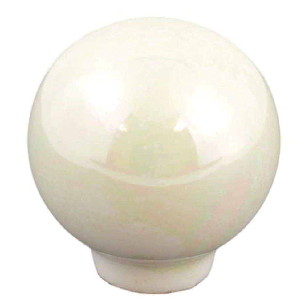 (5 Pack) 1-1/4 inch Ball Design Knob White Pearlized