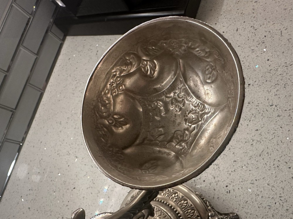 Contemporary Silver Plate Andrea by Sadek Centerpiece Three Bowl Compote