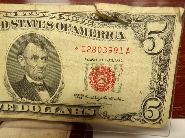 1963 - $5 Star Note Red Seal - Five Dollar Lincoln Note