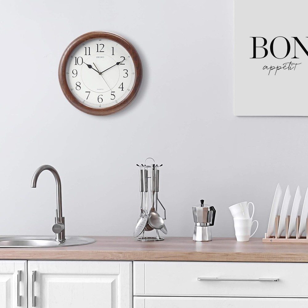 Wall Clock Quiet Sweep Second Hand Dark Brown Solid Oak Case