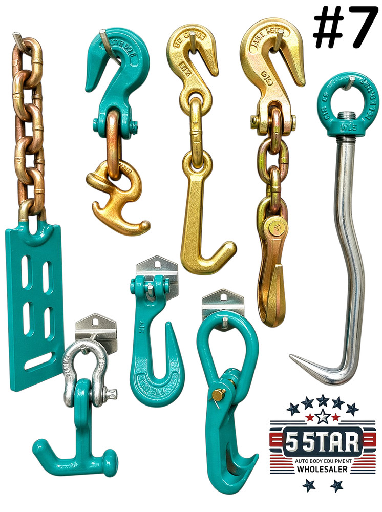 SET#7  AUTO BODY FRAME MACHINE COLLISION REPAIR PULLING TIE TOOLS HOOK VALUE SET