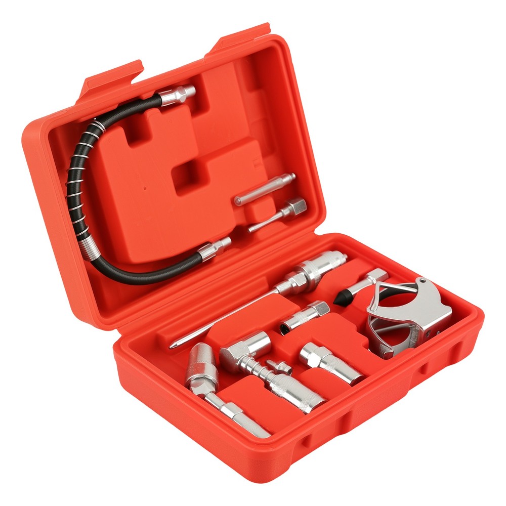 11PC Complete Grease Gun Kit 3000PSI with Multiple Adapters and Case