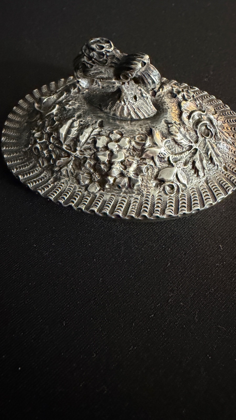 Antique Sterling Silver Repousse Lid Probably S Kirk & Son