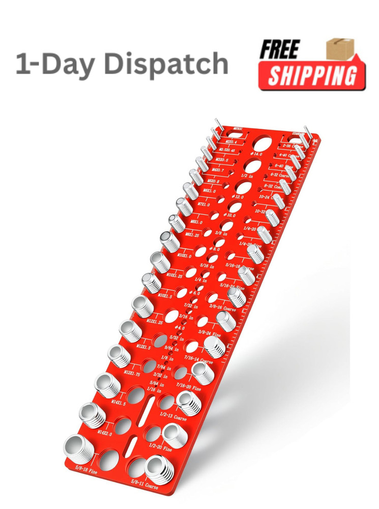 55 Nut & Bolt Thread Checker Gauge Metric SAE Drill Bit Size Tool Set