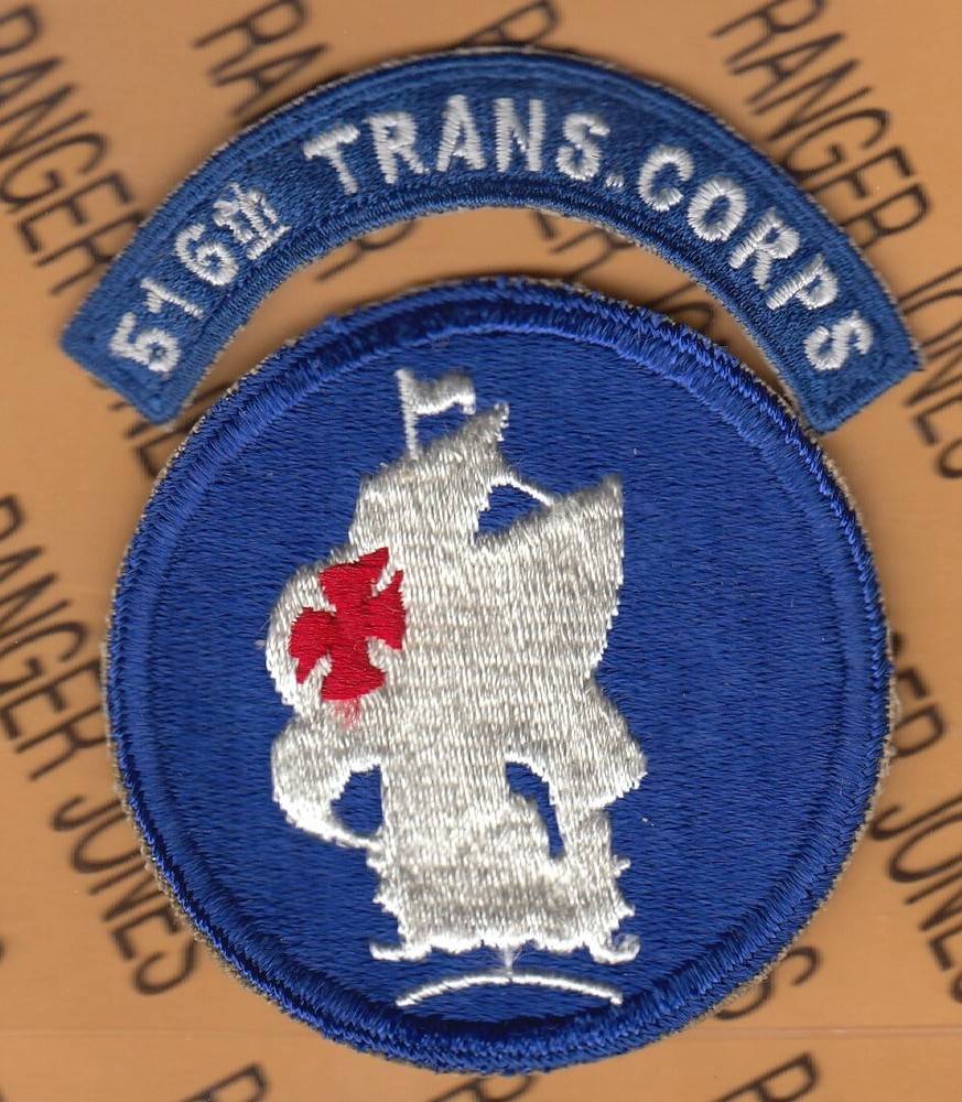 516th Transportation Corps w/ Caribbean 3.25" tab patch set c/e