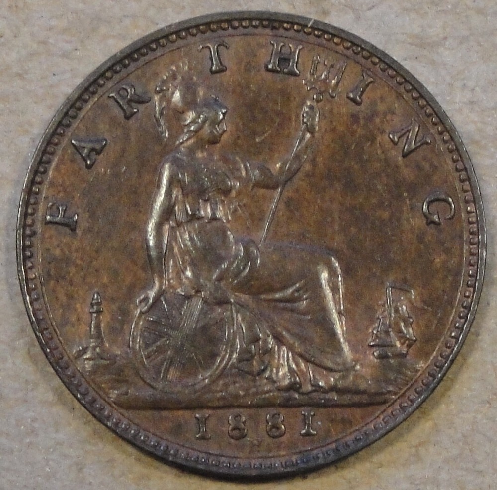 Great Britain 1881-H Farthing Borderline UNC