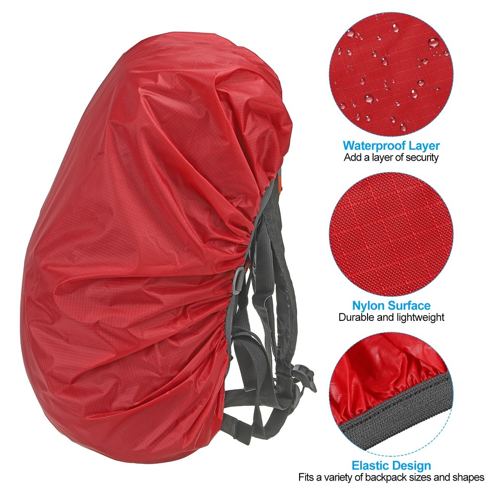 15-25L Backpack Rain Cover with Drawstring Bag, S, Red Checkered