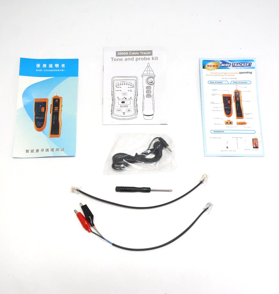 5900A Cable Tracer Wire Tracker RJ45 RJ11 Tone and Probe Kit
