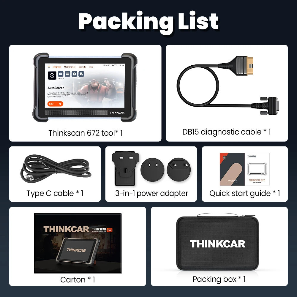 THINKSCAN 672 OBD2 Scanner Car FCA Code Bidirectional Diagnostic Tool 2026 USA