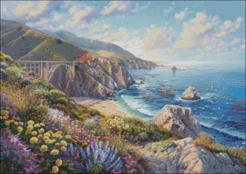 Bixby Bridge on Big Sur 2 - Chart Counted Cross Stitch Patterns Needlework DMC