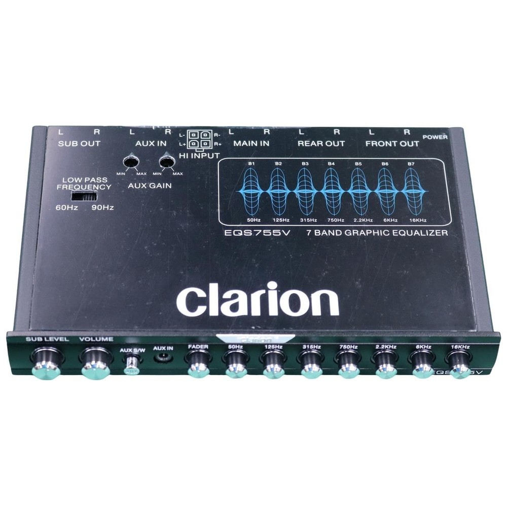 7-Band Car Graphic Equalizer with Front 3.5mm & Rear RCA Inputs