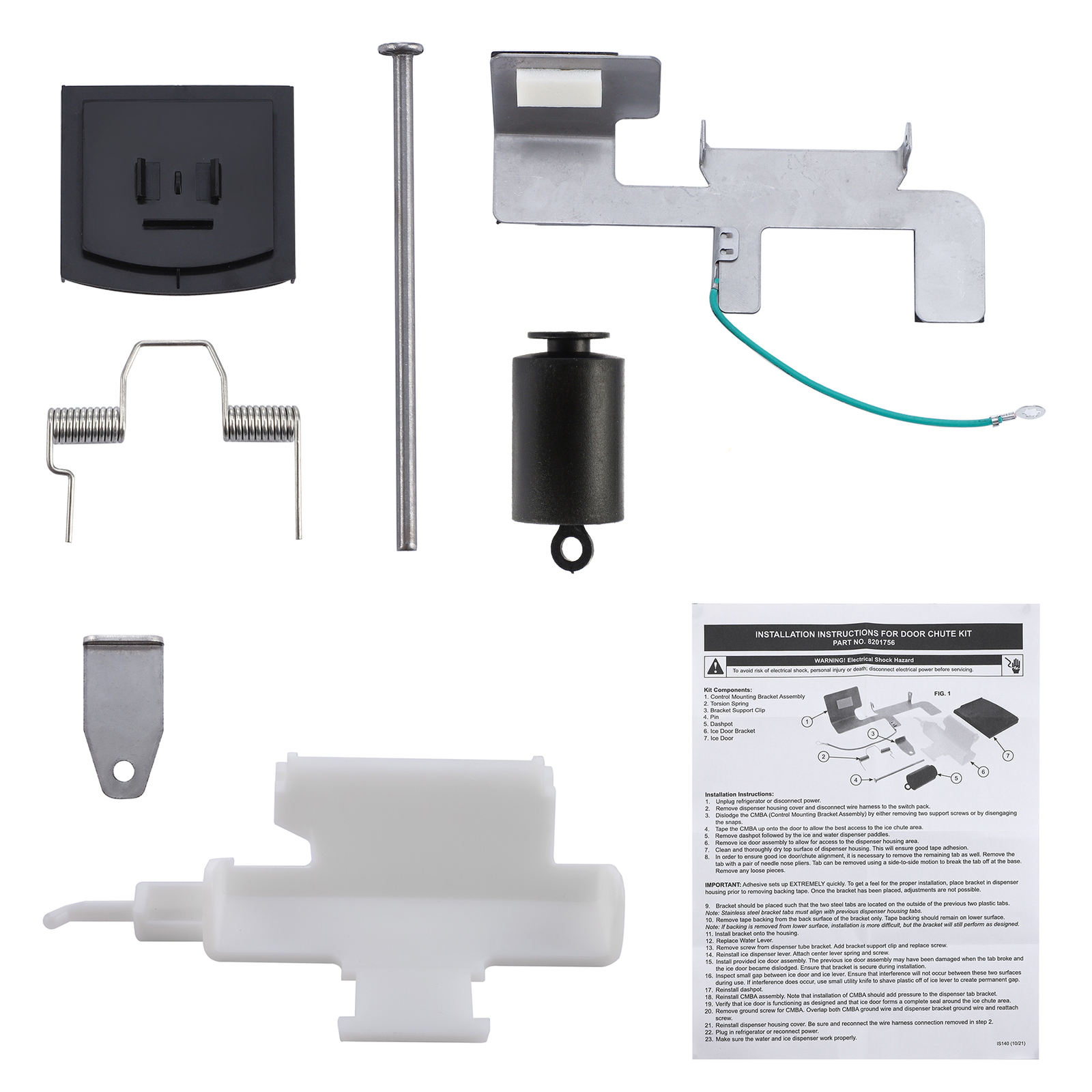 8201756 Dispenser Door Chute Kit for Whirlpool Refrigerator AP3872692 & PS990120