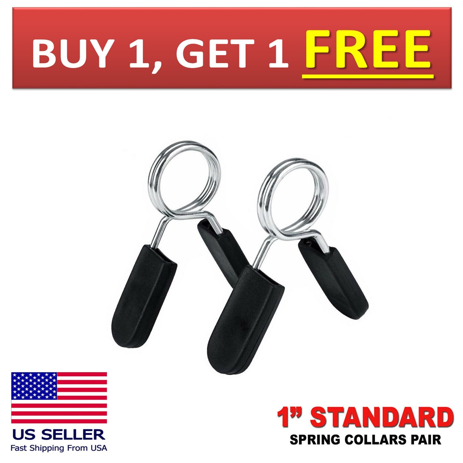Spring Clip Collars Weight Dumbbell Handles for Standard 1-inch Bars Pair