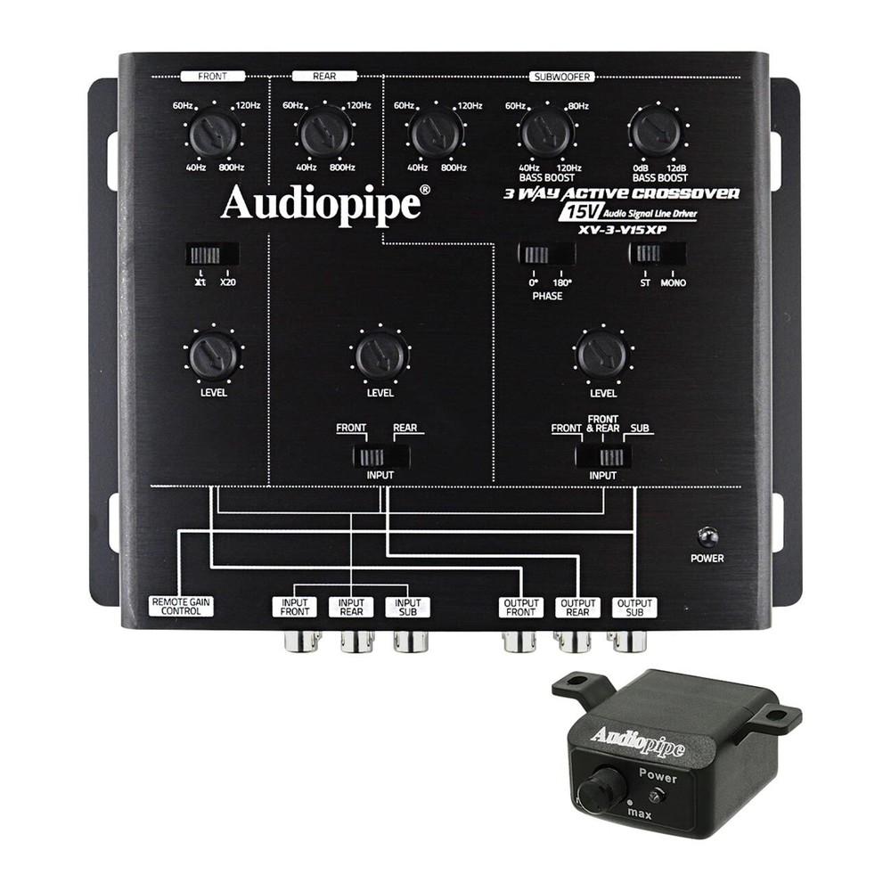 Audiopipe 3-Way Active Crossover - 15 Volt Line Driver Xv-3-V15Xp