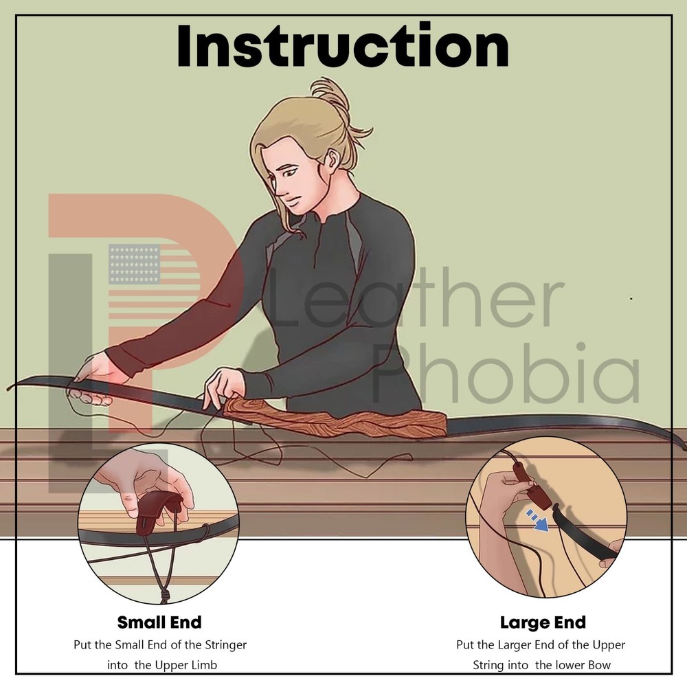 Leather Bow Stringer Brown Archery Bowstring Recurve Longbow Replace Rope Tool