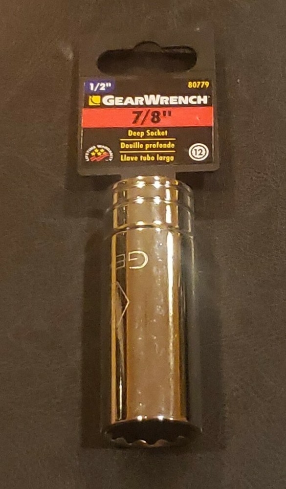 GearWrench 80779 1/2" Drive 12 Point Deep SAE Socket 7/8"