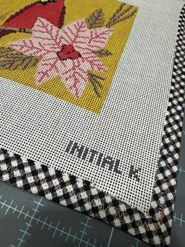 Initial K Fall Cardinal Painted Needlepoint Kit With Threads