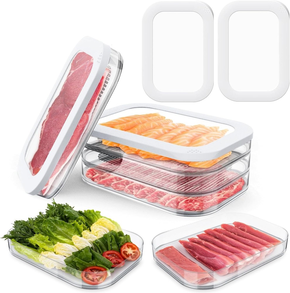 6 Pcs Deli Meat Container Fridge Stackable Bacon Lunch Meat Container
