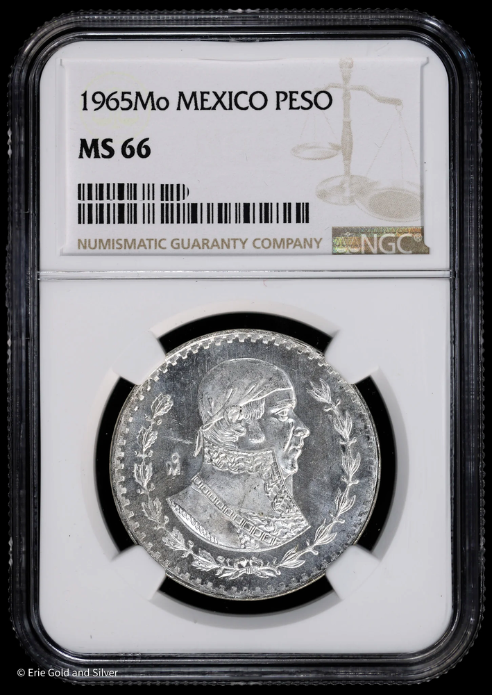 1965-Mo Mexico Silver Peso NGC MS 66