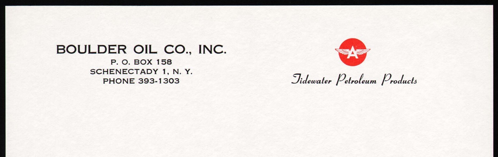 Vintage letterhead BOULDER OIL CO Flying A logo Tidewater Schenectady NY n-mint+