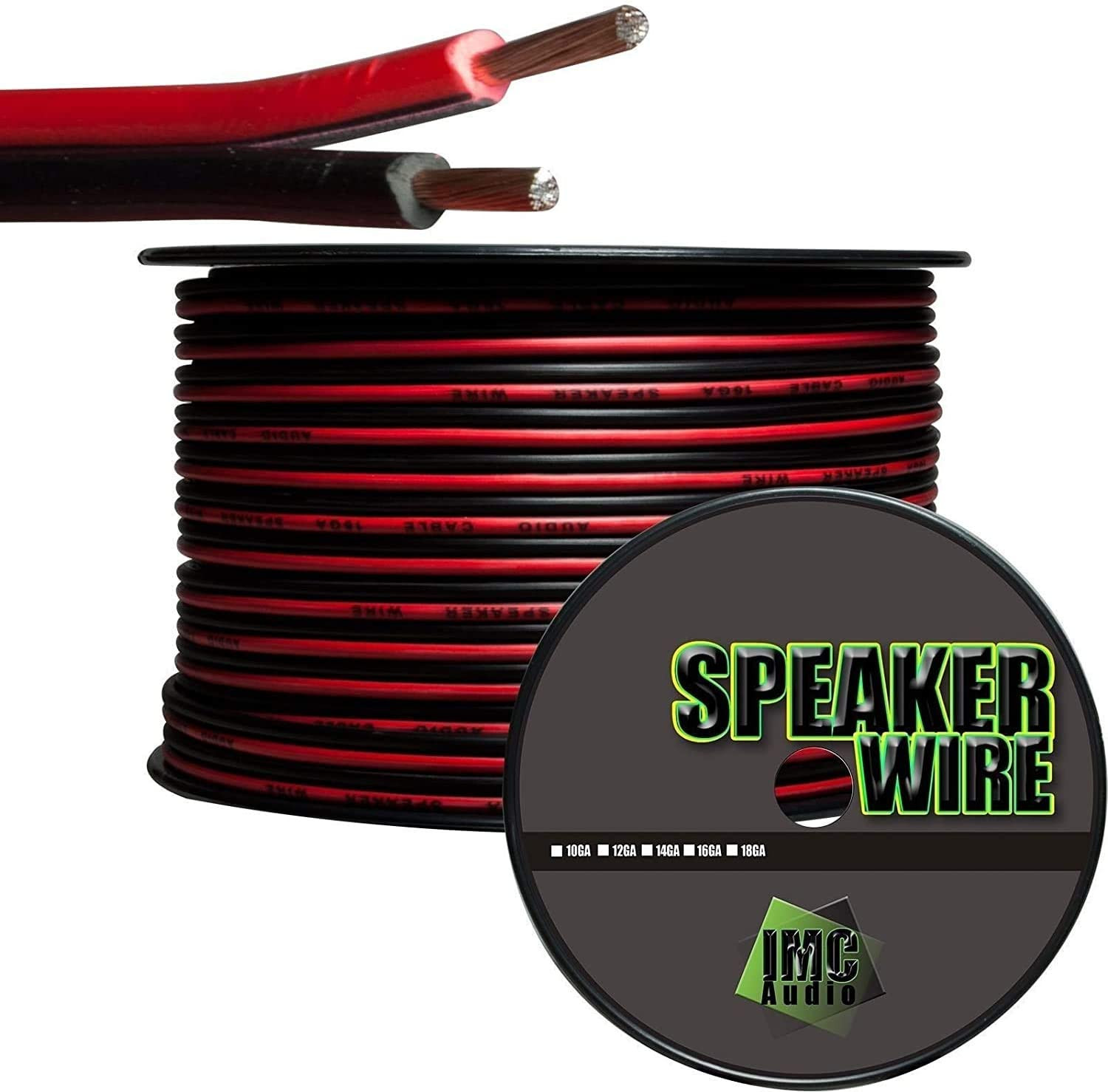 100' Feet 16 Ga Gauge Red Black 2Conductor Speaker Wire Audio Cable for Speakers