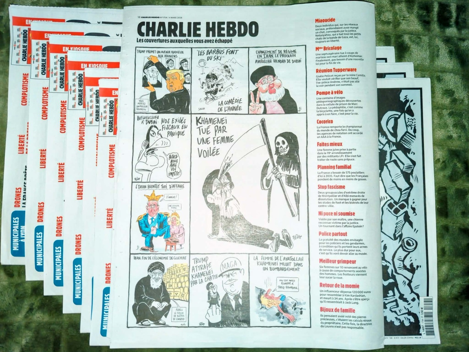 CHARLIE HEBDO March 4, 2026, N. 1754 KAHMENEI IS DEAD with ENGLISH TRANSLATION!!