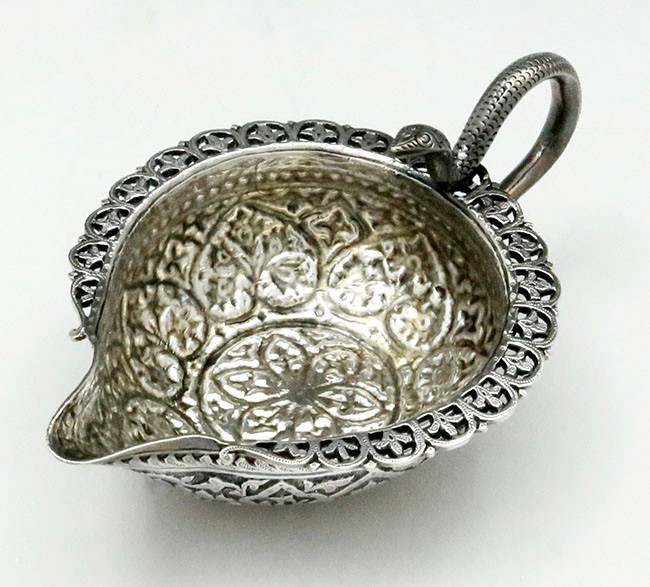 INDIAN Silver Cream Jug Pitcher Kashmir SNAKE Handle