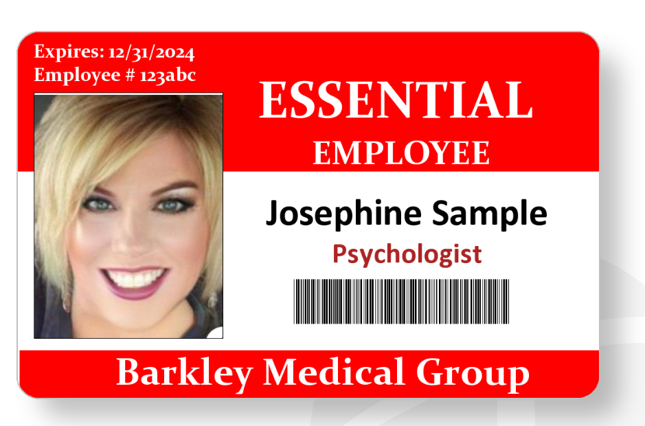Essential employee card custom with company name, etc.