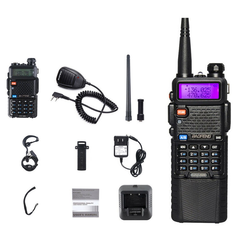 Baofeng UV-5R Walkie Talkies With Hand Mic VHF UHF Two-way Radio Dual Band Range