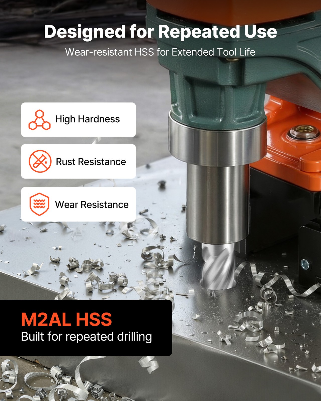 VEVOR Annular Cutter Set Mag Drill Bits Kit 5 pcs Weldon Shank 1/2" 5/8" 1"