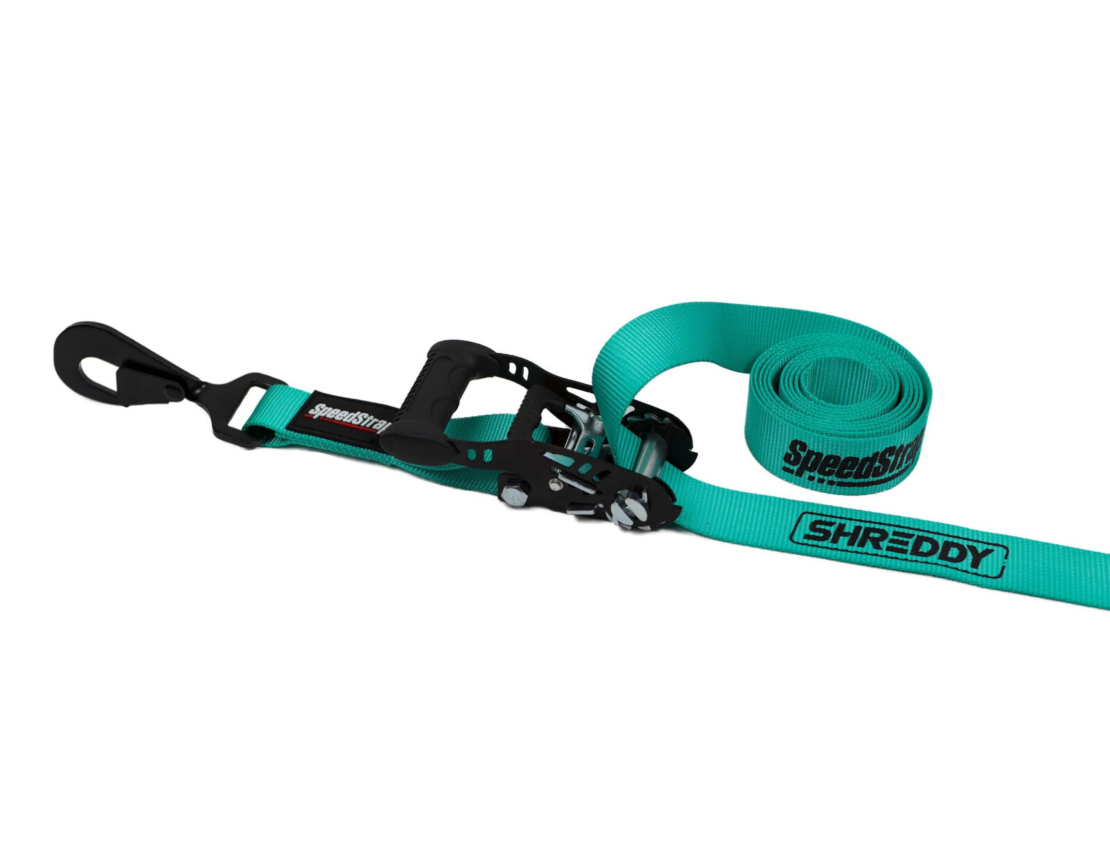 SpeedStrap Teal Shreddy 1.5" Ratchet Tie Down W/ Snap Hook and Soft Tie (2-Pack)