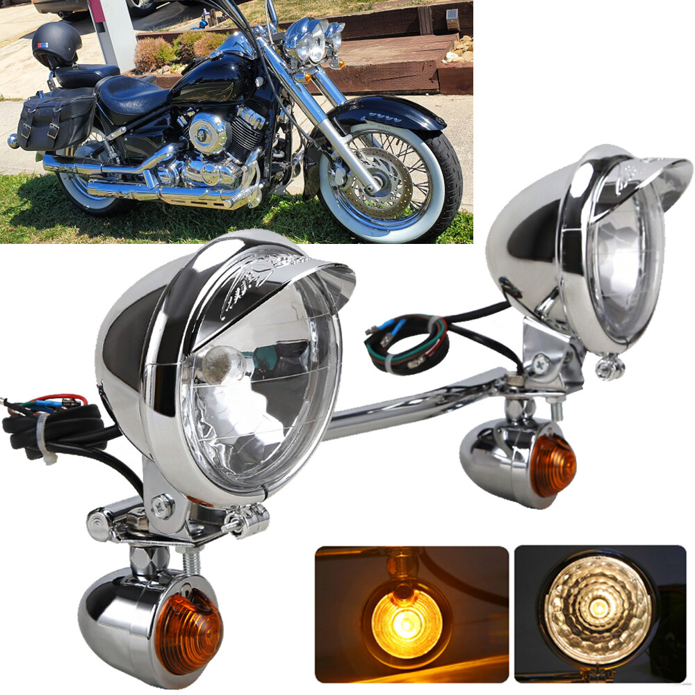 Passing Turn Signals Fog Spot Lights Bar Bracket For Harley Softail FatBoy FLSTF