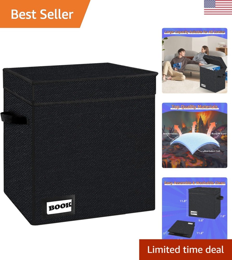 Premium Cotton Linen Comic Book Short Box - Sturdy & Spacious Storage Solution