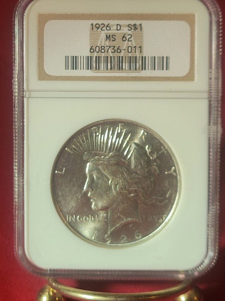 1926 d peace silver dollar Ngc Ms62