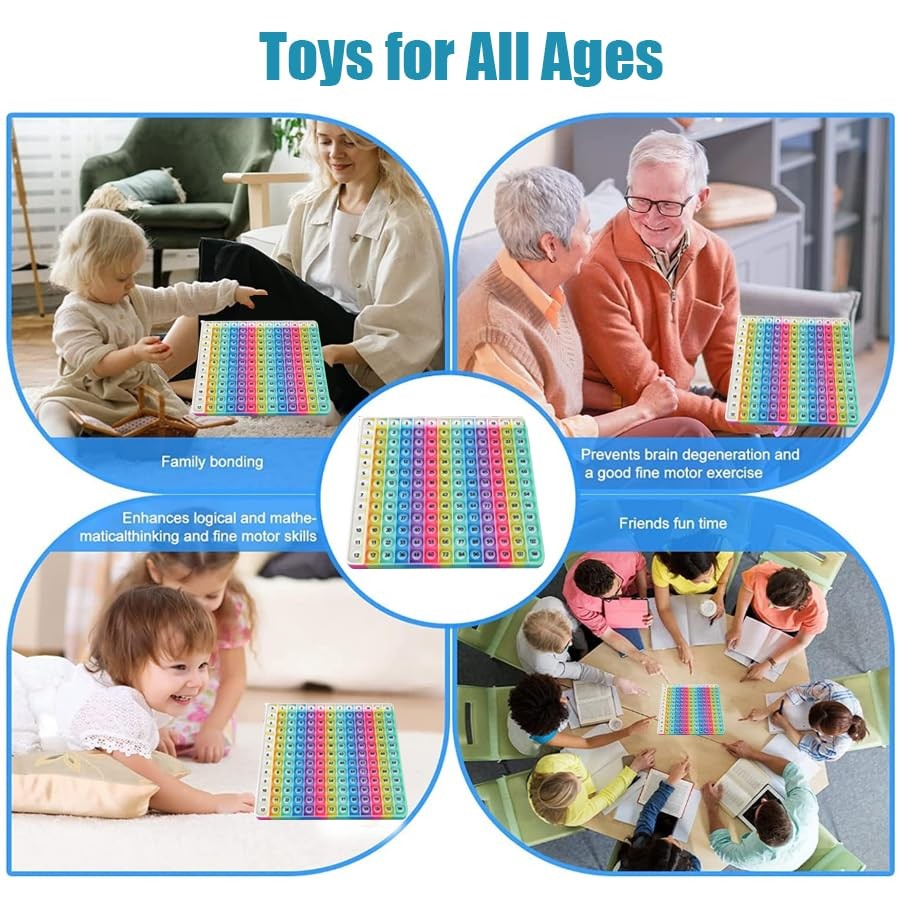 Rainbow Multiplication Table Pop Fidget Toy, Educational Math Learning Board ...