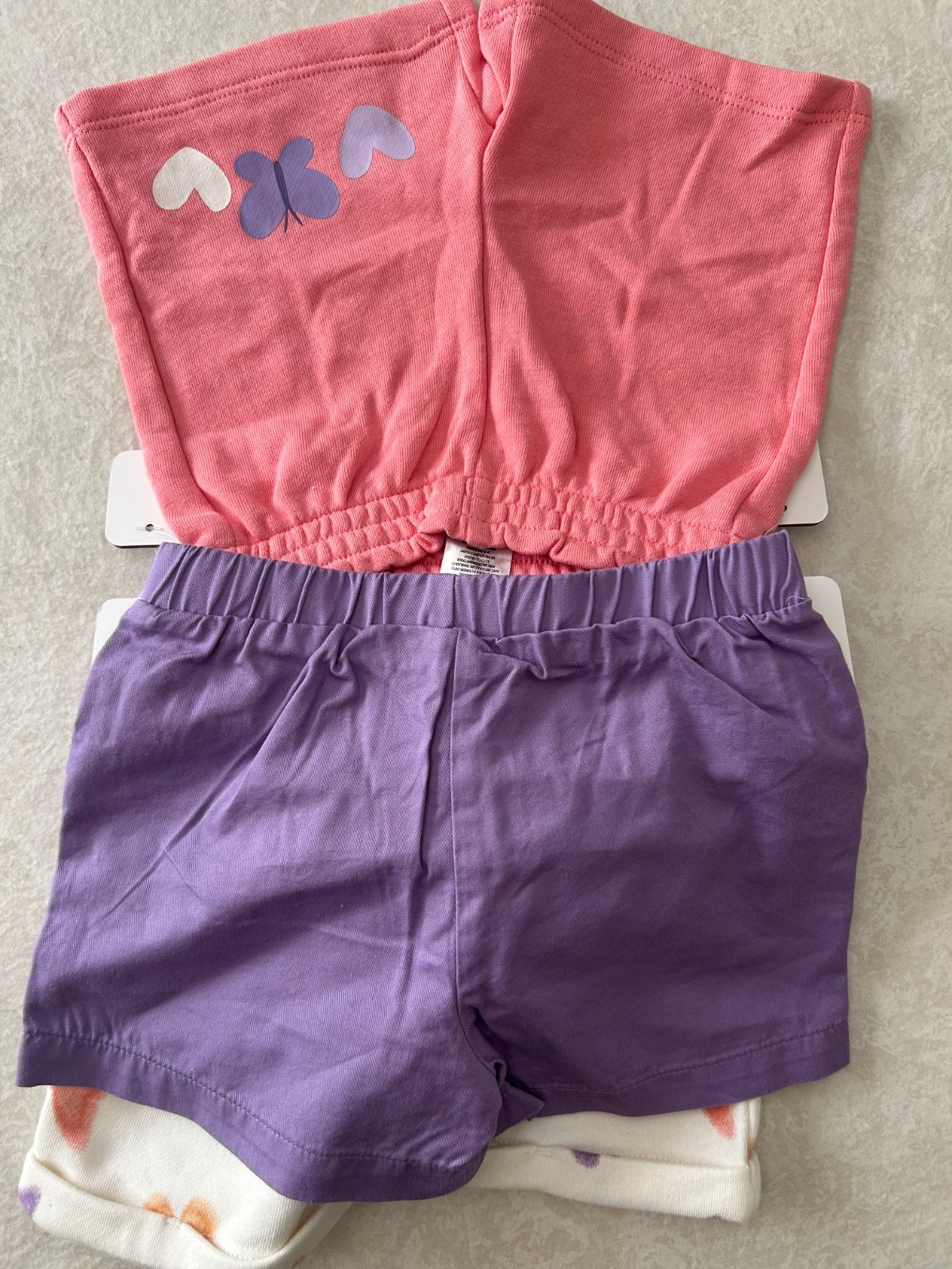 Pekkle Girls 4 Piece Shorts Set. Cream, Lavender, Pink, Violet - NWT